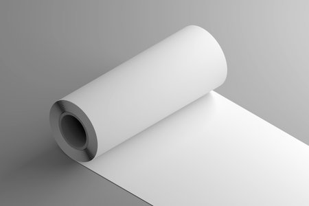 Mockup template with rolled paper with blank surface on gray background. 3d render.の写真素材