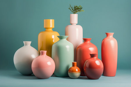 Contemporary ceramics with abstract patterns, bringing a touch of art and style to home decor. Generative AIの素材