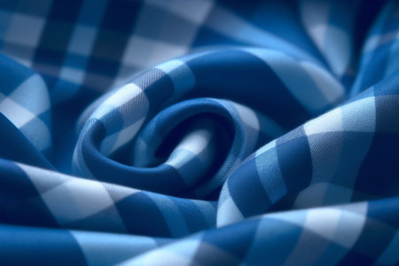 Textile art in blue and white hues, showcasing intricate patterns and fabric texture. Closeup of detailed surface. Generative AIの素材