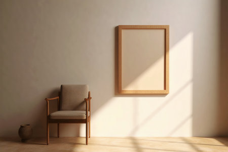 Clean and stylish mockup template showcasing a minimalistic concept. Neutral colors, simple composition, and sleek furniture. Generative AIの素材