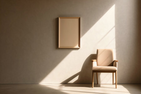 Aesthetically pleasing mockup with a blank interior space. Perfect for showcasing your design concepts. Minimalistic, clean, and visually appealing. Generative AIの素材