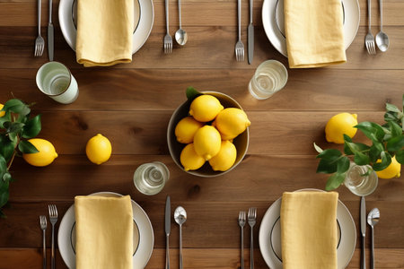 Experience the flavors of the countryside with an appetizing display of organic citrus fruits arranged on a vintage dining table, bathed in natural sunlight. Generative AIの素材