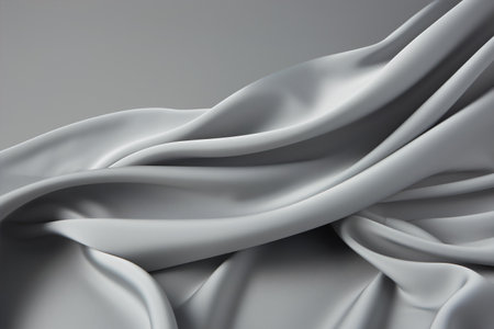 A swath of gray fabric, with intricate folds and textures, lies elegantly, showcasing the beauty of its material and craftsmanship, Generative AIの素材