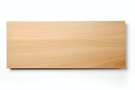 A wooden board swatch, tinted in a light yellow shade, stands out against a white surface, highlighting its natural beauty and texture, Generative AIの素材