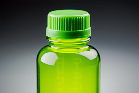 A medicinal green glass bottle, its design devoid of labels, hinting at its versatile uses, Generative AIの素材
