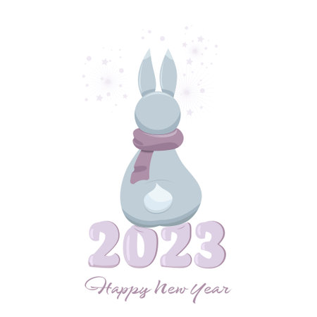 Year of the rabbit 2023, vector greeting card , Christmas and New Yearのイラスト素材