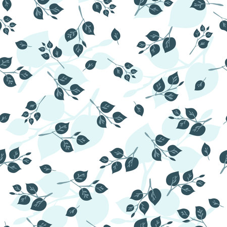 Pattern with leaves, plants, seamless pattern on a white backgroundのイラスト素材
