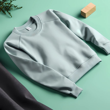 Women's casual clothes on a green background. Top view, flat layの素材