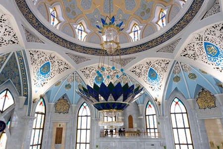 RUSSIA, KAZAN-17 january 2021: Interior Qol Sharif mosque in Kazan. Qol Sharif - the main mosque of the Republic of Tatarstan and Kazan is located on the territory of the Kazan Kremlinのeditorial素材