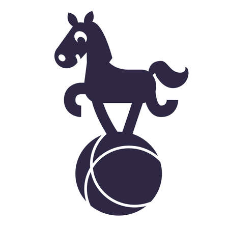 funny circus horse rolls on a ballのイラスト素材