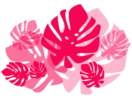 Beautiful tropical jungle floral background illustration with palm leavesのイラスト素材
