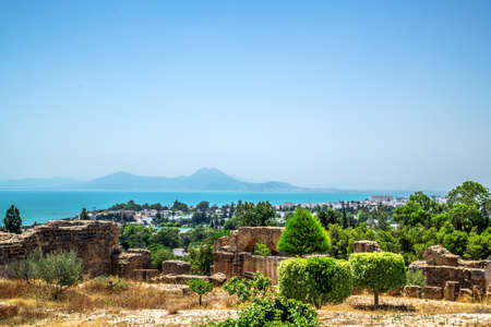 The ruins of Carthage and the sea. Carthage. Tunisia.の写真素材