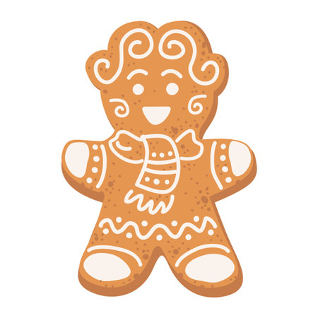 Gingerbread Man Cookie. Hand drawn vector illustration isolated on white background