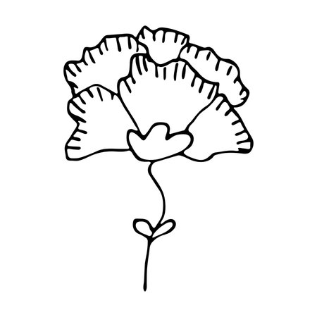 Simple vector flower clipart Hand drawn floral illustration Spring doodle iconのイラスト素材