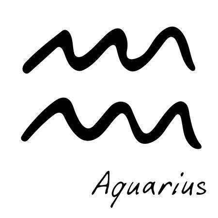 Hand drawn aquarius zodiac sign Esoteric symbol doodle Astrology clipart Element for designのイラスト素材