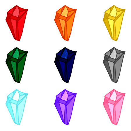 Hand drawn crystals set Geometric gems diamonds vector illustration Shard of glass clipartのイラスト素材