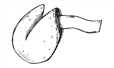 Vector hand drawn chinese fortune cookie clipart Crisp cookie with a blank piece of paper insideのイラスト素材