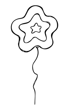 Hand drawn flying balloon illustration Birthday party doodle Holiday clipartのイラスト素材