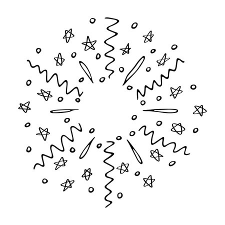 Vector hand drawn firework illustrationのイラスト素材