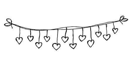 Vector hand drawn garland Cute holiday doodle Celebration clipartのイラスト素材