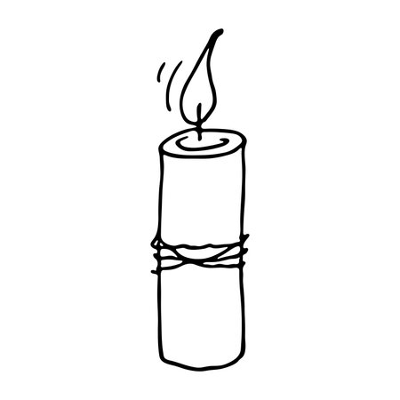 Burning aroma candle. Single doodle illustration. Hand drawn clipart for card, logo, designのイラスト素材