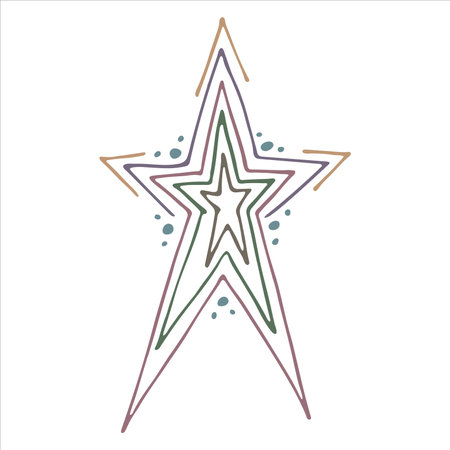 Vector hand drawn star illustration Cute colorful doodle clipartのイラスト素材