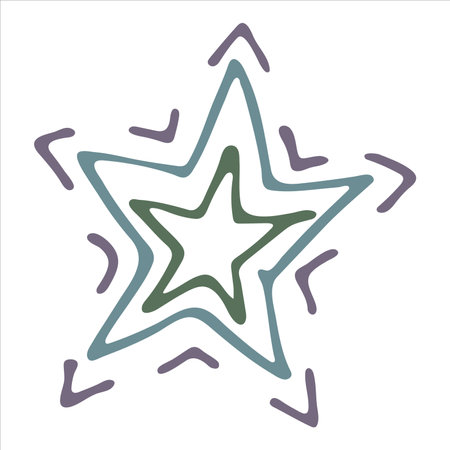 Vector hand drawn star illustration Cute colorful doodle clipartのイラスト素材