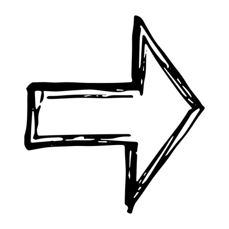 Hand drawn ink arrow illustration in sketch style. business doodle clipart. single element for designのイラスト素材