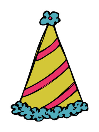 Hand drawn party hat illustration. Birthday cap doodle. Holiday clipartのイラスト素材