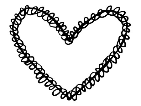 Simple hand drawn heart illustration isolated on a white background. Cute valentine's day heart doodle.のイラスト素材
