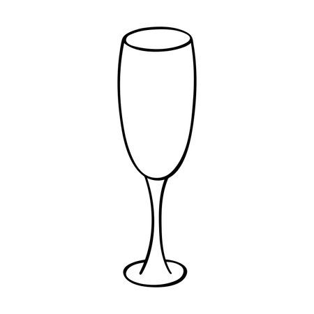 Hand drawn champagne glass illustration. Wine drink clipart in doodle style. Single element for designのイラスト素材