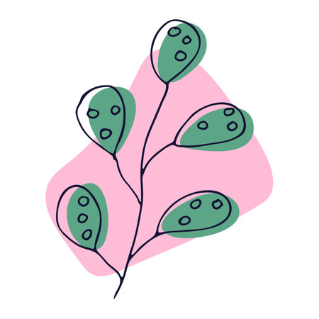 Hand drawn vector branch. Colorful herb doodle. Botanical illustrationのイラスト素材