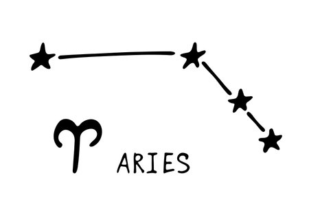 Hand drawn aries zodiac sign Esoteric symbol doodle Astrology clipart Element for designのイラスト素材