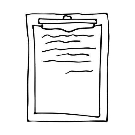 Vector clipboard clipart. Hand drawn office supplies. For print, web, design, decorのイラスト素材