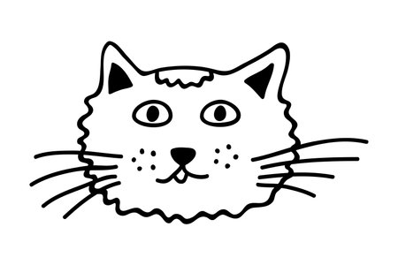 Hand drawn cat muzzle clipart. Cute pet face doodleのイラスト素材