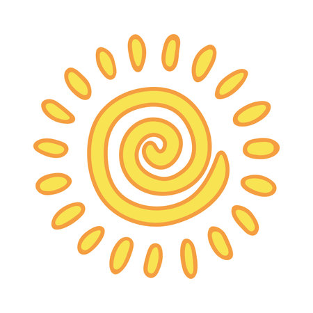 Hand drawn abstract sun symbol. Summer doodle. Single vector element for designのイラスト素材