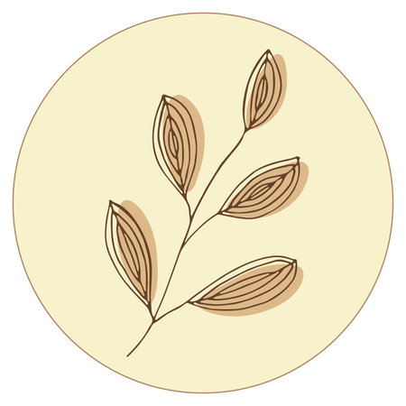 Vector icon and emblem for social media story highlight cover. Leaves doodle clipartのイラスト素材