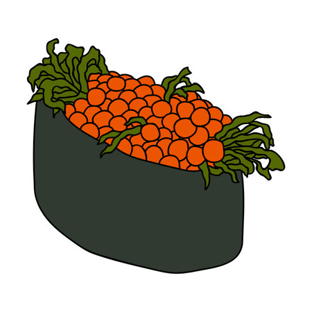 Hand drawn gunkan maki sushi clipart. Japanese traditional cuisine dishes. Asian foodのイラスト素材