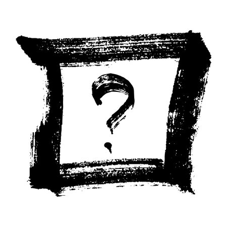 Hand drawn ink question mark illustration in sketch style. Single element for designのイラスト素材