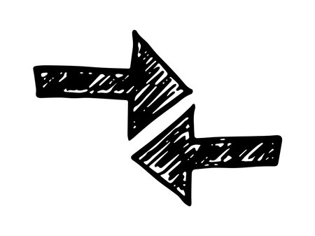 Hand drawn ink arrow illustration in sketch style. Business doodle clipart. Single element for designのイラスト素材