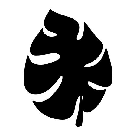 Simple tropical monstera leaf illustration. Hand drawn vector clipart. Botanical doodleのイラスト素材