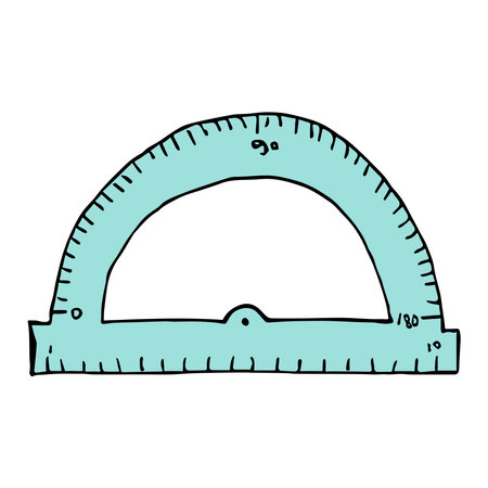 Vector protractor clipart. Hand drawn office supplies. For print, web, design, decor, logoのイラスト素材