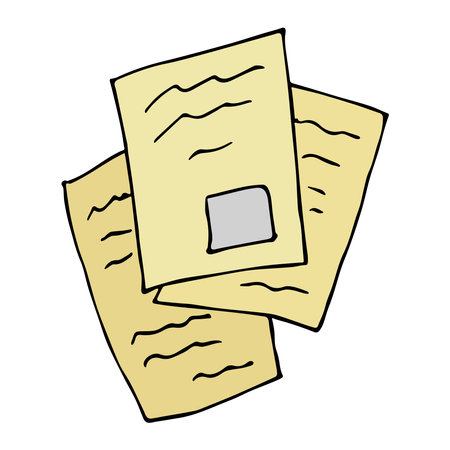 Vector papers clipart. Hand drawn office supplies. For print, web, design, decor, logoのイラスト素材