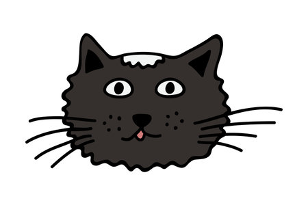 Hand drawn cat muzzle clipart. Cute pet face doodleのイラスト素材