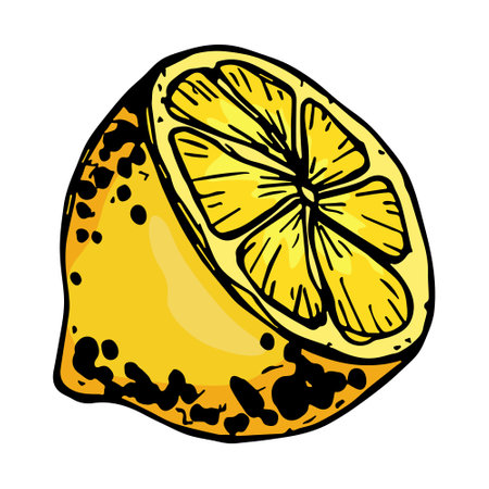 Vector lemon clipart. Hand drawn citrus icon. Fruit illustration. For print, web, design, decorのイラスト素材