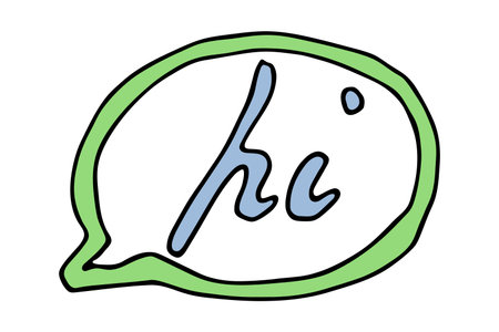 Hand drawn vector colorful lettering. Cute holiday doodle. Hi clipartのイラスト素材