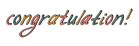 Hand drawn vector colorful lettering. Cute holiday doodle. Congratulations clipartのイラスト素材