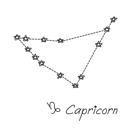 Hand drawn capricorn zodiac sign Esoteric symbol doodle Astrology clipart Element for designのイラスト素材