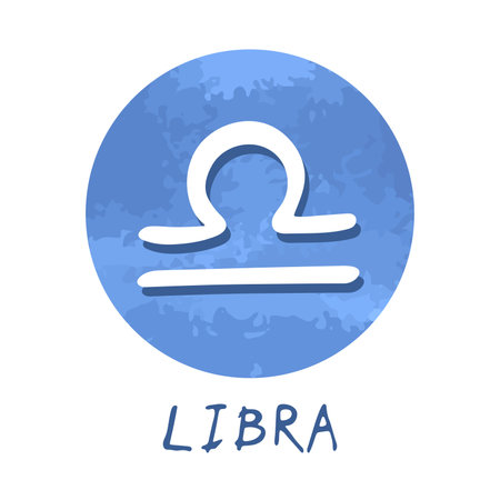 Hand drawn libra zodiac sign in round frame Astrology doodle clipart Element for designのイラスト素材