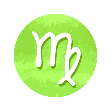 Hand drawn virgo zodiac sign in round frame Astrology doodle clipart Element for designのイラスト素材
